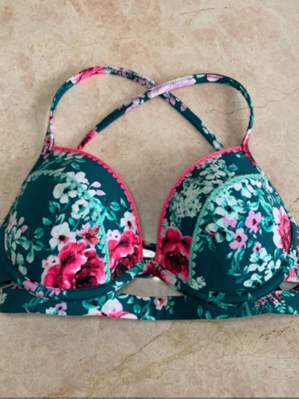 Shade Shore Floral Bikini Top SIZE 34DD - Picture 3 of 10